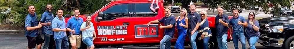 Model City Roofing backdrop